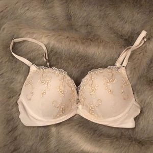 Aerie Cream Bra with Gold Accents